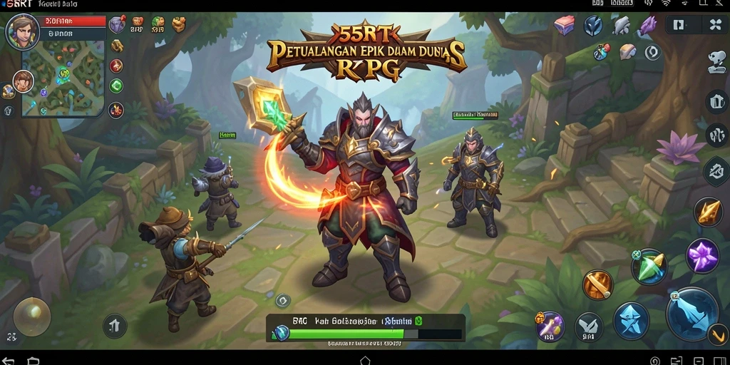 Antarmuka permainan 55RT yang dinamis dengan elemen RPG yang kuat.