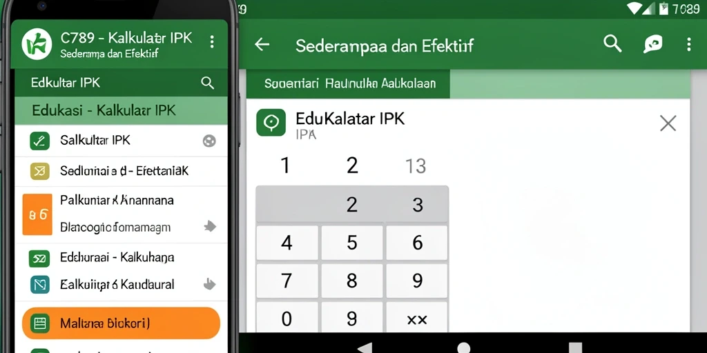 Tampilan antarmuka C789 untuk kalkulator IPK dengan nilai dan kredit.