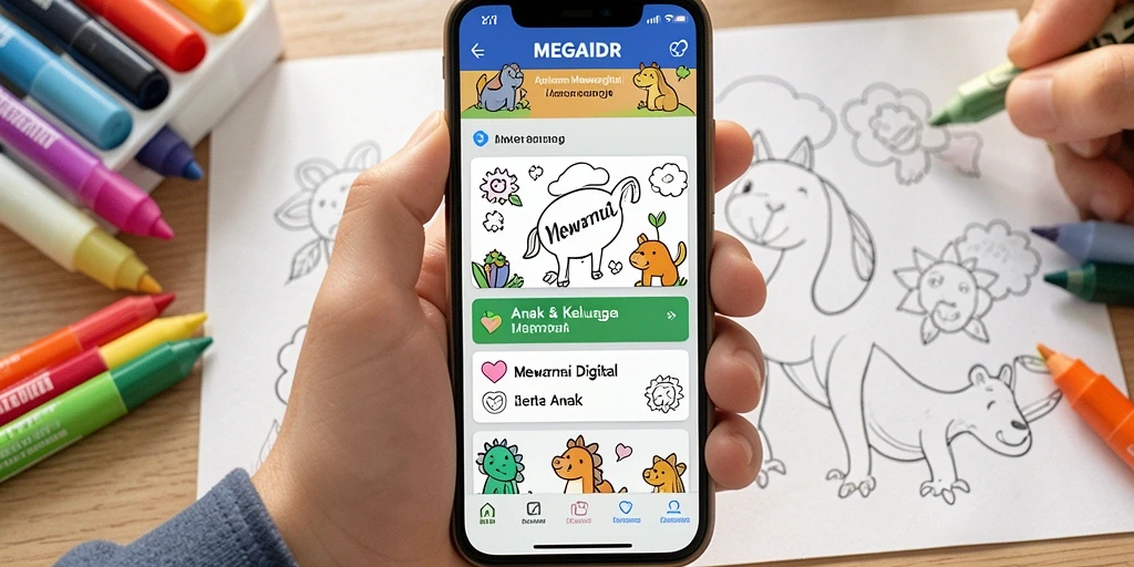 Antarmuka MEGAIDR yang menarik untuk mewarnai digital.