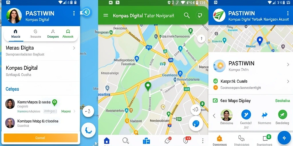 Antarmuka PASTIWIN dengan fungsi kompas digital yang intuitif dan mudah digunakan.