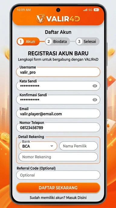 Buat Akun Baru valir4d untuk Pengguna Android